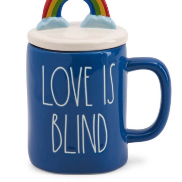 Rae Dunn NWTB Mug Love Is Blind Figural with rainbow cloud lid - Picture 3 of 3